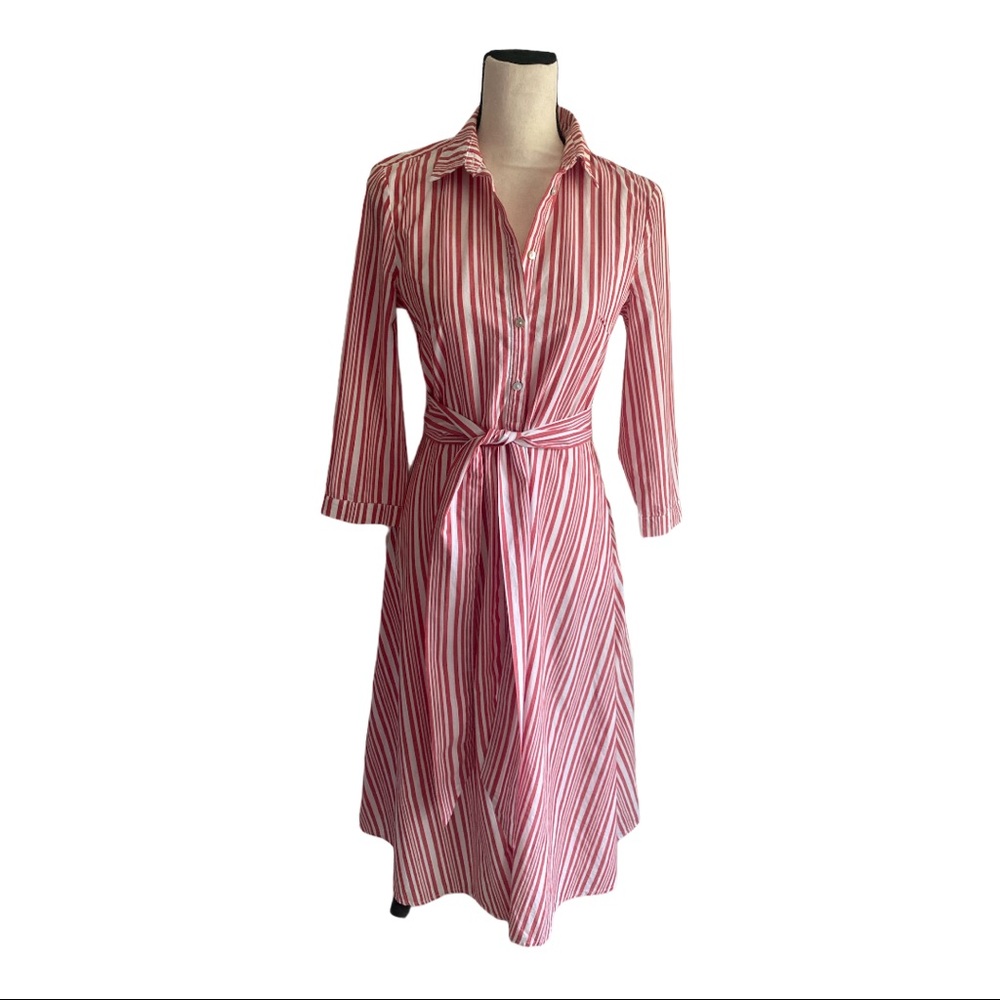 H&M Long Sleeve Belted Striped Dress